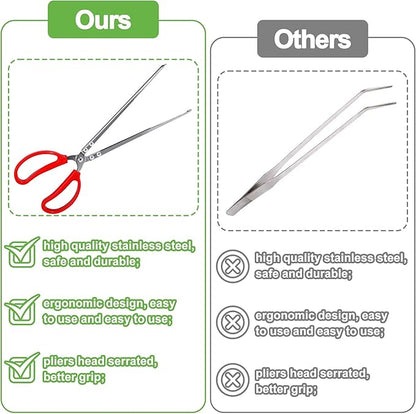 Snake Feeding Tongs,15 Inch Reptile Feeding Tongs,Extra Long Large Tweezers for Corn Ball Python Accessories,Bearded Dragon Tank Accessories,Pet Terrarium Supplies for Leopard Crested Gecko,Lizard