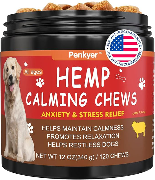Advanced Calming Chews for Dogs - 120 Count Lamb Flavored Soft Chews for Anxiety, Stress & Barking Relief - All Ages & Sizes