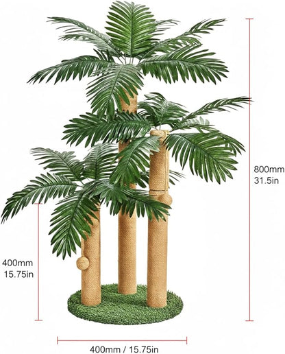31.5Inch Cat Scratching Post,Cat Scratcher Tree with 3 Scratching Poles & 2 Interactive Dangling Balls,Cats Scratching Posts for Indoor Kitten & Adult Cats