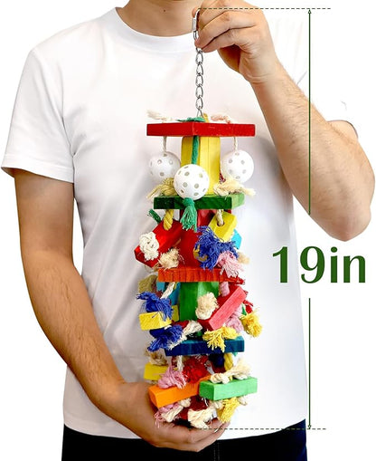 Bird Toys for Parrots, Parakeet Toys Natural Woode Parrot Toy for Large Medium Parrots Bird Shredding Chew Toy for Macaw, Cockatoos, Cockatiels,Budgie