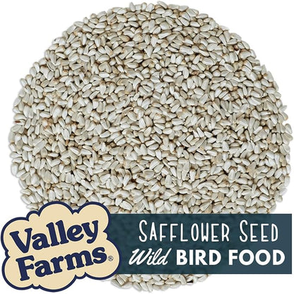 Valley Farms Safflower Seed Wild Bird Food (15 LB) for Outside Feeders, Safflower Bird Seed for Cardinals, Grosebeaks, and Buntings, Cardinal Birdseed for Ourtside Feeders