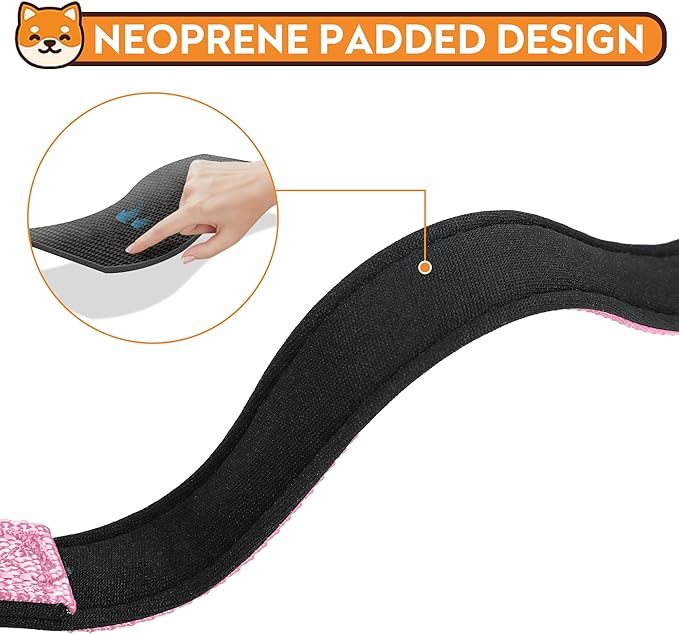 Reflective Dog Collar, Adjustable Soft Neoprene Padded Nylon Pet Collars with Buckle for Small Dogs, Light Pink,S