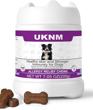 Allergy Relief Chews for Dogs - Omega 3 Skin & Coat Supplement with Colostrum & Probiotics - Itch Relief for Dogs, Dry Skin, Paw Licking, Seasonal Allergies,Chicken Flavor,100 Large Chews