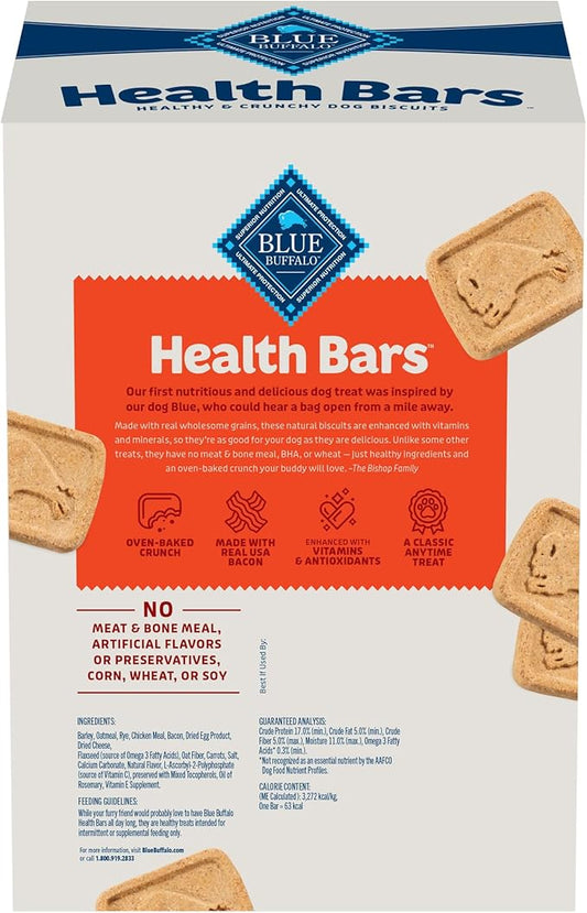 Blue Buffalo Health Bars Crunchy Dog Biscuits, Oven-Baked With Natural Ingredients, Bacon, Egg & Cheese, 3.5-lb Box