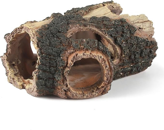 IBWell Aquarium Wood Fish Tank Decorations，Resin Fake Logs Terrarium DÉCor, Reptile Hide Aquarium Hideout for Fish Cave, Small Turtles, to 20 Gallon Tank