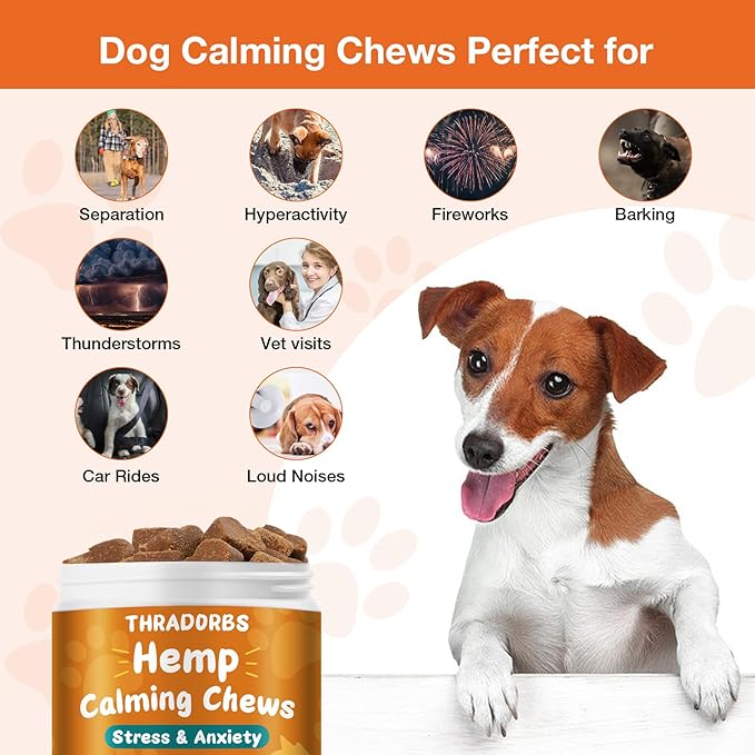 Hemp Calming Chews for Dogs 180Ct - Dog Calming Chews - Anxiety Relief Treats and Bites for Dogs - Dog Supplements for Separation, Thunderstorms, Stress, Barking, Promote Relaxation - Chicken Flavor