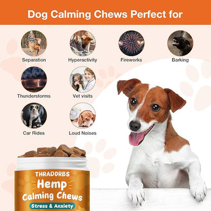 Hemp Calming Chews for Dogs 180Ct - Dog Calming Chews - Anxiety Relief Treats and Bites for Dogs - Dog Supplements for Separation, Thunderstorms, Stress, Barking, Promote Relaxation - Chicken Flavor