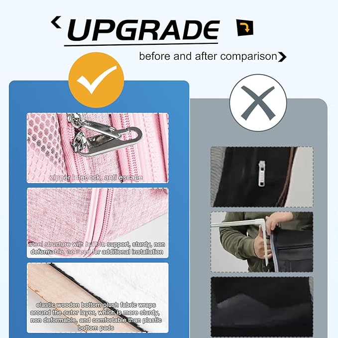 Suertree Cat Carrier for 2 Cats, Pet Travel Carrier with Litter Box for Cats and Small Dogs Up to 45 Lbs, Bowls, and Locking Zippers, Pink