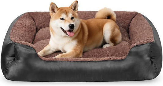 Dog Bed for Large Dogs, XL Dog Bed Soft Calming Pet Bed Washable, Comfortable and Breathable Pet Sofa with Nonskid Bottom, Black