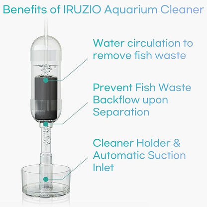 Aquarium Cleaner 2in1 - Large (Water Depth 13.8–23.6 in) | Substrate Surface Debris Vacuum | Air-Lift Suction | Near-Zero Water Loss | Quiet 45–50 dB