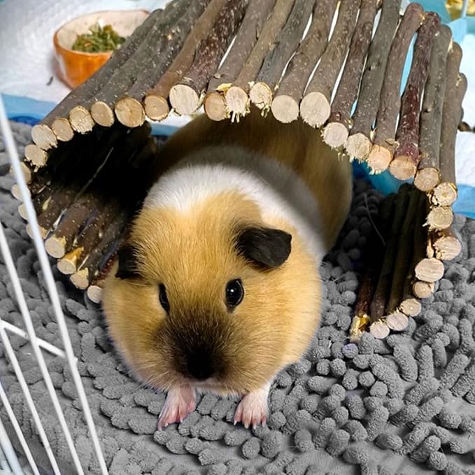 Tfwadmx Wooden Hamster Bridge, Extra Large - Small Animal Bendy Bridge Tunnel Hut Hideout Ladder Hideaway Climbing Chew Toy for Gerbil Guinea Pig Chinchilla Rabbit Ferret Hedgehog Rat Gerbil