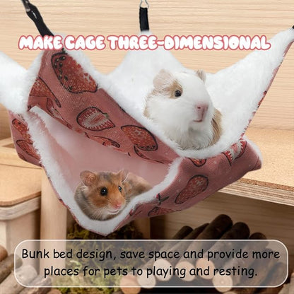 LYART Guinea Pig Rat Ferret Hammock and Warm Bed Small Pet Hideout Tunnel Cave Hanging Bunkbed Hammock Cage Toy for Hamster Sugar Glider Squirrel (1.Hammock)