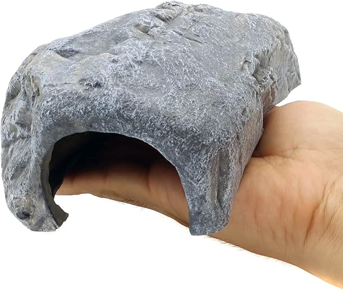 JIHAQUA Reptile Rock Reptile Hide Cave Hideout Terrarium Habitat Decor Ornament Shelter (Style B)