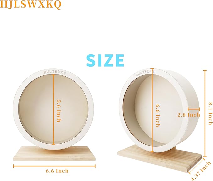 Hamster Silent Exercise Wheel – Wooden Hamster Wheel with Removable Washable Track, Quiet Wheel for Gerbils, Mice, Small Pets – Prevents Boredom Depression(S)