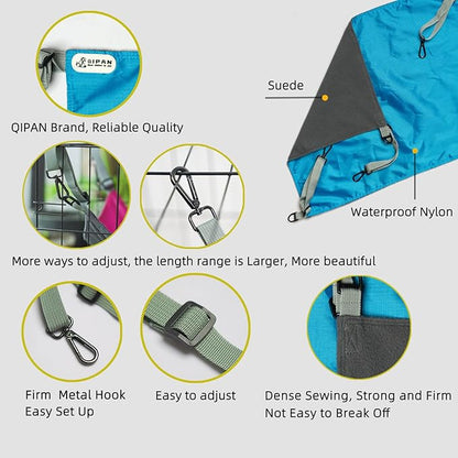 2-Piece Reversible Cat Hammock, Hanging for Cage, Washable Soft Outdoor Mat, Waterproof Cooling Pad (Large, Blue)