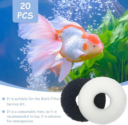SHIGATSU 20 Pack Replacement Aquarium Maintenance Kit for Biorb Filter, Aquarium Sponge Foam and Carbon Rings Set