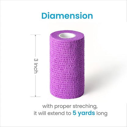 WePet Pet Wrap, Self-Adhesive Non-Woven Bandage, Emergency Cohesive Gauze, for Dogs, Cats, Horse, Birds, Wounds, Wrist Healing, Ankle Sprain, 3 Inch, 4 Rolls