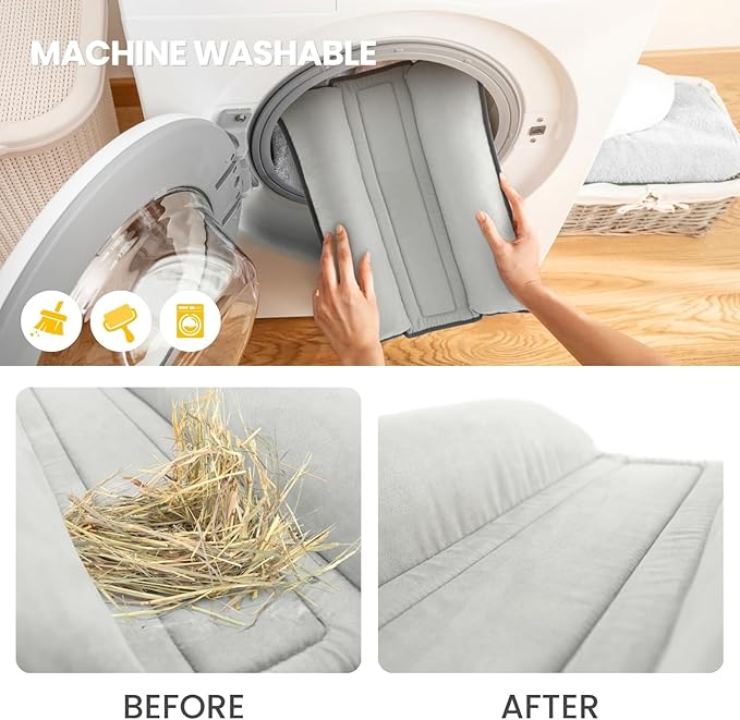 Rabbit Bed, Washable Bunny Pillow, Reversible Lounger Pad, Soft Small Animal Bedding, Stress Relief Pet Mat for Kittens, Guinea Pigs, Puppies