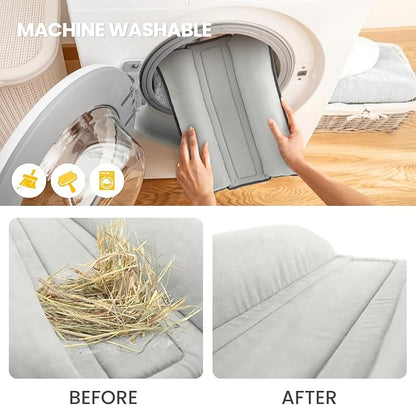 Rabbit Bed, Washable Bunny Pillow, Reversible Lounger Pad, Soft Small Animal Bedding, Stress Relief Pet Mat for Kittens, Guinea Pigs, Puppies