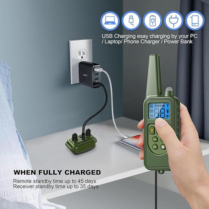 Dog Shock Collar, Electronic Dog Shock Collar with Shock, Beep, Vibration, Dog Training Collar with Remote, Light, Waterproof Rechargeable, 2600ft Dog e-Collar for Small Medium Large Dogs