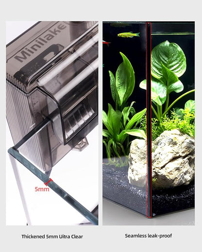 2.5 Gallon Glass Small Fish Tank Kit, Betta Fish Tank Aquarium Starter Kit with Filter, Lights, Lid, for Betta, Goldfish, Small Fish or Shrimp