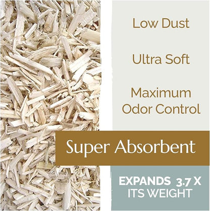 High Grade French Hemp Bedding, 44lb (400L) Jumbo Bulk Bag of Extremely Low Dust Shavings for Horses, Chickens, Small Animals, Rats, Guinea Pigs, Bunny Rabbits, Reptiles, Good Chicken Coop Bedding