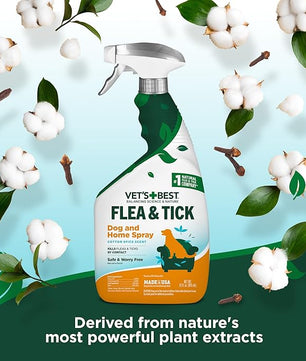Vet’s Best Flea & Tick Home Spray for Dogs – Plant-Based Flea and Tick Treatment with Cotton Spice Scent – Indoor Flea Spray for Dogs – Made in USA Flea Control for Home Use – 32 oz