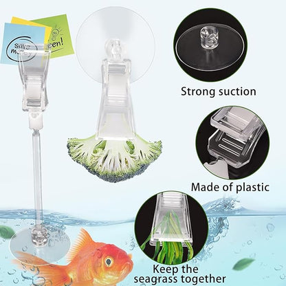 6 Pack Aquarium Suction Cups with Clips - Fish Tank Accessories - Veggie Clips & Air Pump Accessories