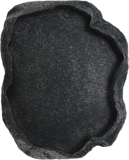 Reptile Water Dish Bowl, Resin Food Bowl Dish, Dark Green Firm Water Dish for Reptile Tank for Tortoise Lizard Pets Feeding Accessories, 1Pcs (M)