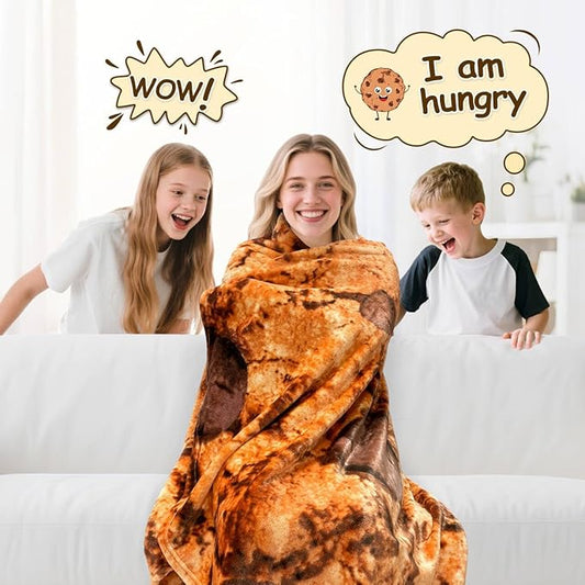 mermaker Cookies Blanket 2.0 Double Sided 60 inches for Adult and Kids, Novelty Realistic Cookies Throw Blanket, 285 GSM Soft Flannel Blanket