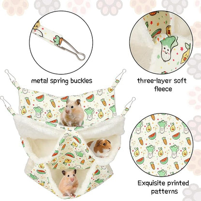 2 Pack 3 Tier Ferret Hammock, Guinea Pig Hammock Ferret Hanging Hammock Guinea Pig Accessories for Small Animals, Guinea Pig, Ferret, Kitten, Squirrel, Chinchilla, Parrot