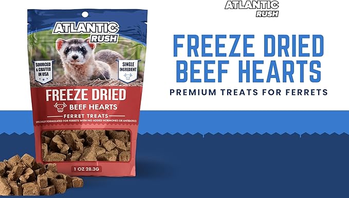Freeze Dried Small Pet Treats - Resealable Bag of Treats for Ferrets - Ferret Snacks - Single Ingredient Ferret Food With No Preservatives Or Fillers- Small Animals Treats (1oz, Beef Heart)
