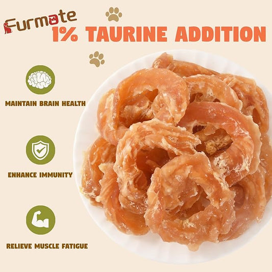 Dog Treats Chicken Jerky Rings, Natural Chicken Breast w/Taurine, Rawhide-Free High-Protein Long-Lasting Chewy Training & Rewards Dog Snacks for Small Medium Large Dogs,10.58 oz