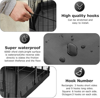 PJYuCien Rectangle Dog Playpen Bottom Pad - Fits 8 Panels 32" Width Metal Dog Pen -64"x64" Size 600D Oxford Cloth Waterproof Playpen Bottom Pad (Note: No Playpen)