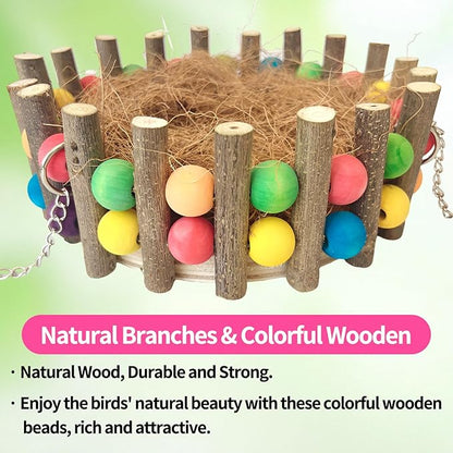 Bird Hammock, Bird Nest House, Hanging Hammock Snuggle Hut with Natural Coconut Fiber Bedding for Budgies, Parakeets, Cockatiels, Lovebirds, Conures, Quakers