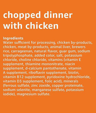Amazon Basics Chopped Ground Dinner Wet Dog Food Variety Pack, Chicken and Rice Flavor and Chopped Dinner with Chicken, Made with Natural Ingredients, 13.2oz Cans (Pack of 12)
