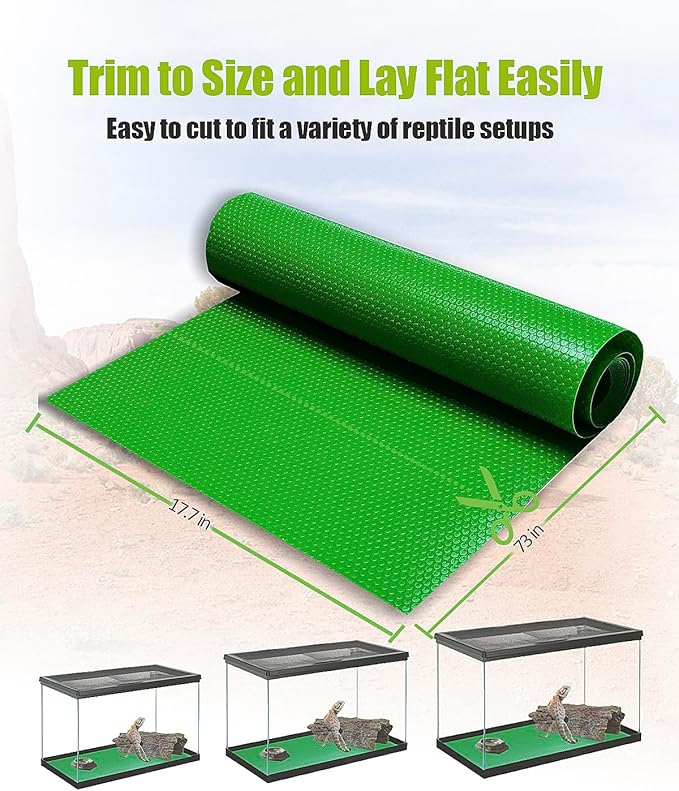 Bearded Dragon Tank Accessories, Reptile Substrate Floor, Leopard Gecko Tank Liner Mat for 40 Gallon, 20 Gallon, 50 Gallon,75 Gallon Lizard Tank, Green