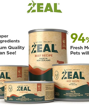 ZEAL New Zealand Canned Wet Dog Food – High Protein, Pure Nutrition, Natural Superfoods, Grain-Free with Superfoods (Beef, 6oz Can 12-Pack)