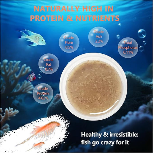 Brine Shrimp Fish Food - High Protein Non-Living Adult Brine Shrimp for Bettas, Goldfish, Cichlids & - Color Enhancing, -Instant Liquid Slow Sinking Tropical Fish Food (12.5oz)