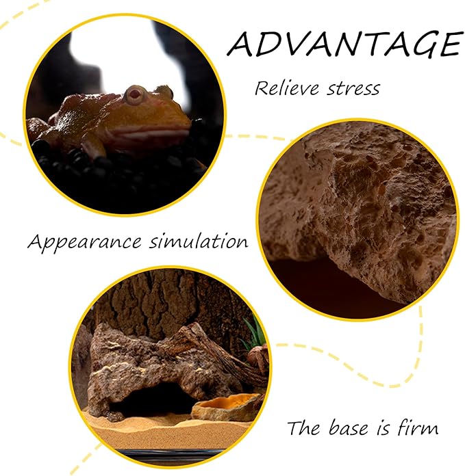 Reptile Rock Reptile Cave Hideout for Snakes/Geckos/Lizards/Turtles and Other Amphibians, with Dinosaur Skull (Small)