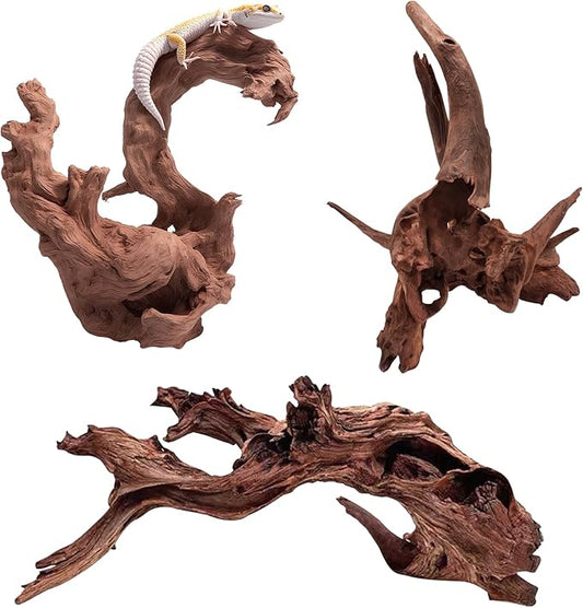 EFFIELER Natural Driftwood for Aquarium Decor – Real Wood Branches for Fish Tank, Reptile Habitat, Terrarium, Hermit Crab, Shrimp Tank,Safe for Aquatic Pets – Unique Size (7-11Inch, 3-Pack)
