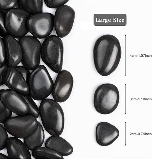 5lbs Natural River Rocks, High-Polished Pebbles for Plants Garden, 1-2 inch Decorative Black Stones, Ideal for Fish Tank, Vases, Crafting, Home Decor and Garden Landscaping Rocks,Black
