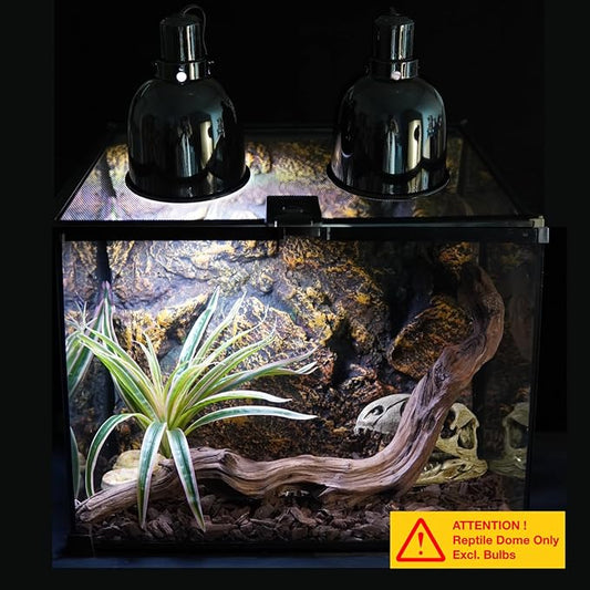 Reptile Light Fixture, 2-Pack 5.5'' Deep Dome for Reptile Light/Heat Lamp/UVB Light, Dual Heat Lamp Holder Fixtures