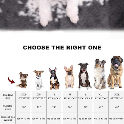 Bedfolks Waterproof Crate Bed, Plush Dog & Cat Bed with Removable Washable Cover, Faux Fur Kennel Pad, 21"x13", Black-White Cowhide