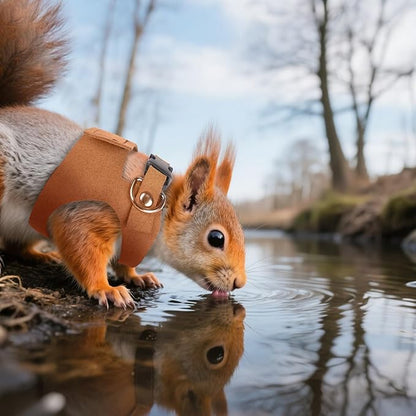 Brown Bearded Dragon Leash and Harness Set, 3 Size Easy Walk Bearded Dragon Harness, Adjustable Traction Rope Ferret Harness and Leash Set Cat Rat Accessories Stuff for Squirrel