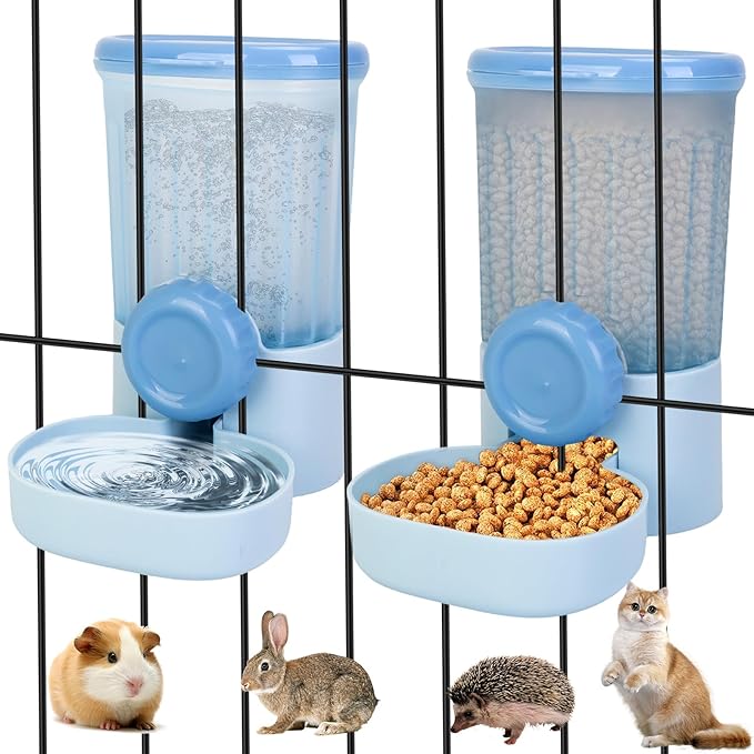 35oz Rabbit Feeder Guinea Pig Water Bottle,Hanging Automatic Food Water Dispenser,Food Feeder for Ferret Guinea Pig Rabbit Cat Bunny Cage Accessories