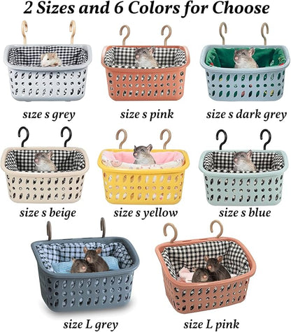 JWShang Rat Hammock for Cage - Chew Proof Warm Bed, Hanging Accessory for Small Animals, Mouse, Guinea Pig, Chinchilla, Sugar Glider (Small, Pink)