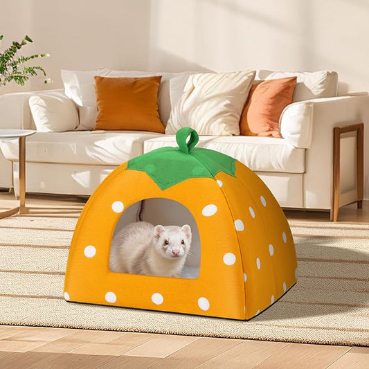 Guinea Pig Hideout for Small Animals(Guinea Pig Bed with Warm Fleece, Washable Pet Cushions, Winter Sleeping Warmth)