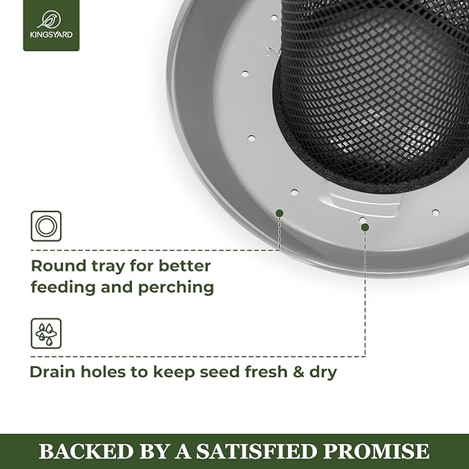 Kingsyard 2 Pack Metal Mesh Tube Bird Feeders for Outdoor Hanging, Finch Bird Feeder for Nyjer/Thistle Seed, 2.5 lbs Large Capacity (Grey)