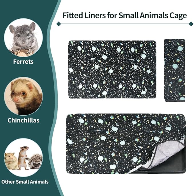 YKD Ferret Cage Liners for Ferret Nation & Critter Nation Cages, Waterproof Chinchilla Cage Accessories, Washable Bedding, for Ferrets, Chinchillas, Rats, Fancy Rat, Small Furry Pet (Single Unit Set)